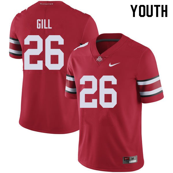 Ohio State Buckeyes #26 Jaelen Gill Youth Embroidery Jersey Red